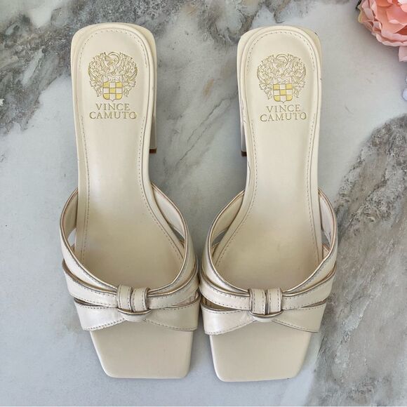 VINCE CAMUTO Selaries Leather Slide Sandal in Warm Vanilla 9.5 NEW - Picture 6 of 16